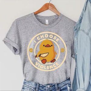 Women's I CHOOSE VIOLENCE Knife Print Clothing Duck Print T-Shirt - gray T-Shirt
